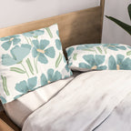 Harleigh Floral Art, Teal and White Pillow Sham Gallery Image 2