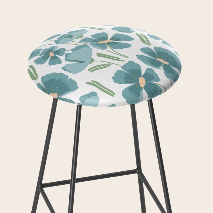 Harleigh Floral Art, Teal and White Stool Gallery Image 2