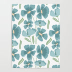 Harleigh Floral Art, Teal and White Poster Gallery Image 4