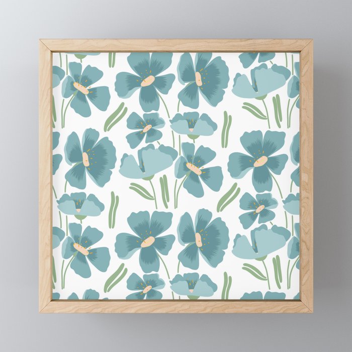 Harleigh Floral Art, Teal and White Mini Art Print Gallery Image 1