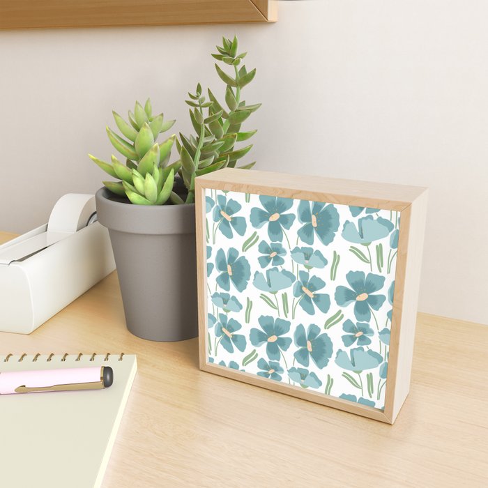 Harleigh Floral Art, Teal and White Mini Art Print Gallery Image 2