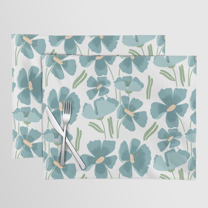 Harleigh Floral Art, Teal and White Placemat Gallery Image 1