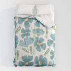 Harleigh Floral Art, Teal and White Comforter Gallery Image 6