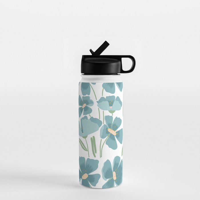Harleigh Floral Art, Teal and White Water Bottle Gallery Image 1