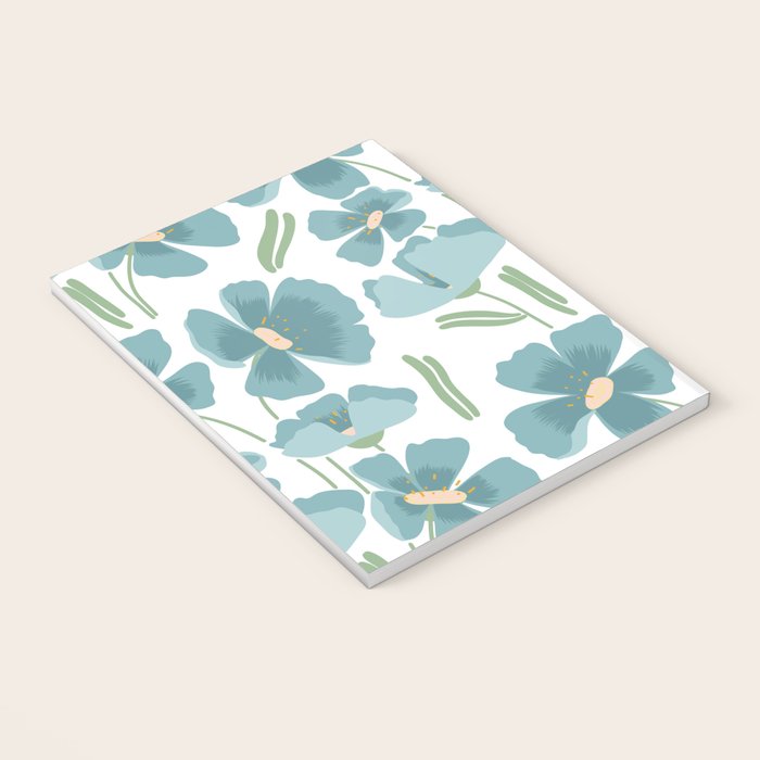 Harleigh Floral Art, Teal and White Notebook Gallery Image 3