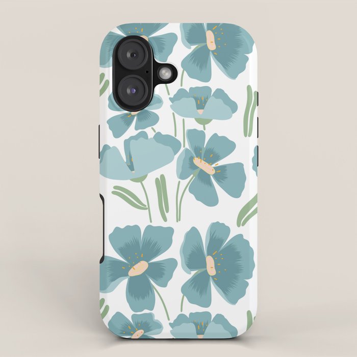 Harleigh Floral Art, Teal and White iPhone Case Gallery Image 1
