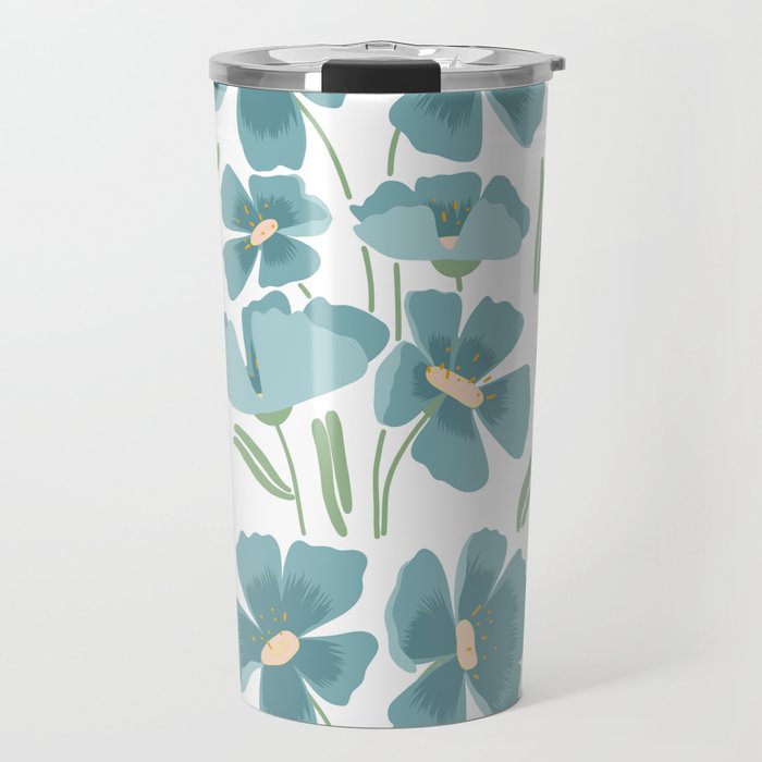 Harleigh Floral Art, Teal and White Travel Mug Gallery Image 1