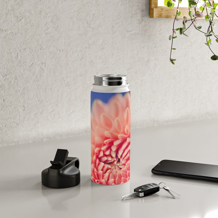 Enlightened -pink autumn dahlia flower photography Water Bottle Gallery Image 4