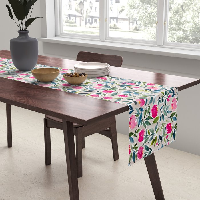 Popping Peonies - Beige Table Runner Gallery Image 2