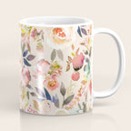Hand painted ivory pink brown watercolor country floral Coffee Mug Gallery Image 1
