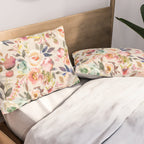 Hand painted ivory pink brown watercolor country floral Pillow Sham Gallery Image 2