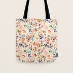 Hand painted ivory pink brown watercolor country floral Tote Bag Gallery Image 1