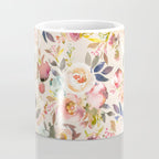 Hand painted ivory pink brown watercolor country floral Coffee Mug Gallery Image 4