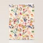 Hand painted ivory pink brown watercolor country floral Stationery Card Gallery Image 2