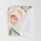 Hand painted ivory pink brown watercolor country floral Throw Blanket Gallery Image 3