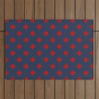 Red Swiss Cross Pattern on Navy Blue background Outdoor Rug Gallery Image 1