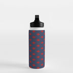 Red Swiss Cross Pattern on Navy Blue background Water Bottle Gallery Image 3
