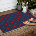 Red Swiss Cross Pattern on Navy Blue background Outdoor Rug Gallery Image 2