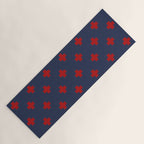 Red Swiss Cross Pattern on Navy Blue background Yoga Mat Gallery Image 1