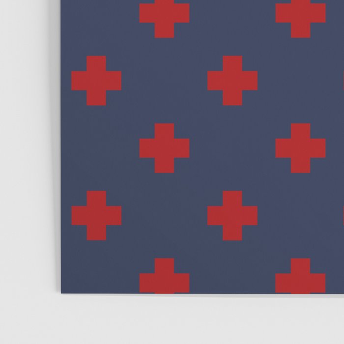 Red Swiss Cross Pattern on Navy Blue background Poster Gallery Image 3