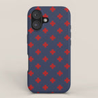 Red Swiss Cross Pattern on Navy Blue background iPhone Case Gallery Image 1