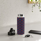 Red Swiss Cross Pattern on Navy Blue background Water Bottle Gallery Image 4