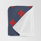 Red Swiss Cross Pattern on Navy Blue background Throw Blanket Gallery Image 3