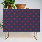 Red Swiss Cross Pattern on Navy Blue background Credenza Gallery Image 1