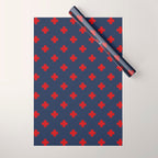 Red Swiss Cross Pattern on Navy Blue background Wrapping Paper Gallery Image 1