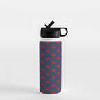 Red Swiss Cross Pattern on Navy Blue background Water Bottle Gallery Image 1