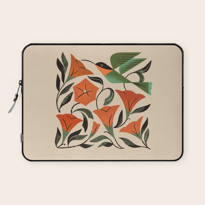 Hummingbird and Trumpet Flowers Laptop Sleeve Gallery Image 1