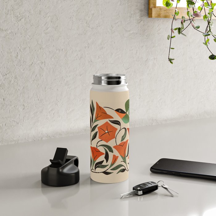 Hummingbird and Trumpet Flowers Water Bottle Gallery Image 4