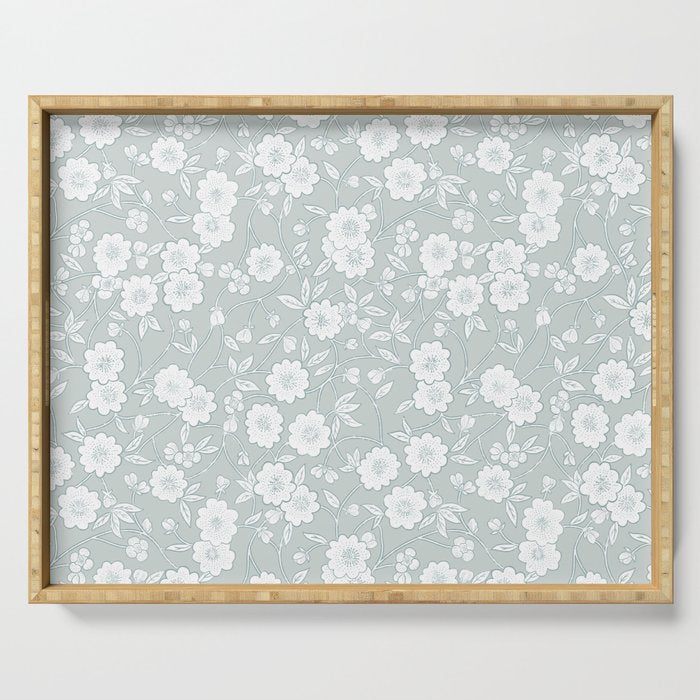 Cluster Flower Vines - Mint Serving Tray Gallery Image 1
