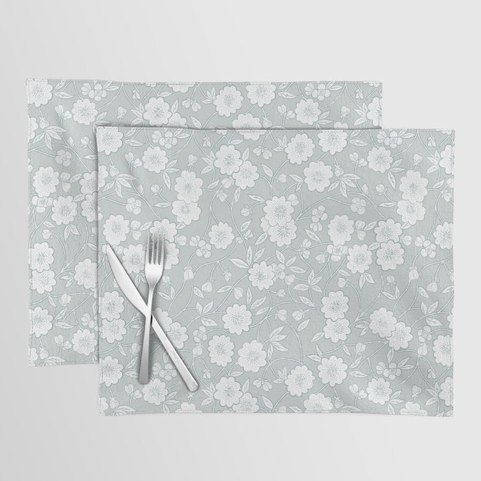 Cluster Flower Vines - Mint Placemat Gallery Image 1