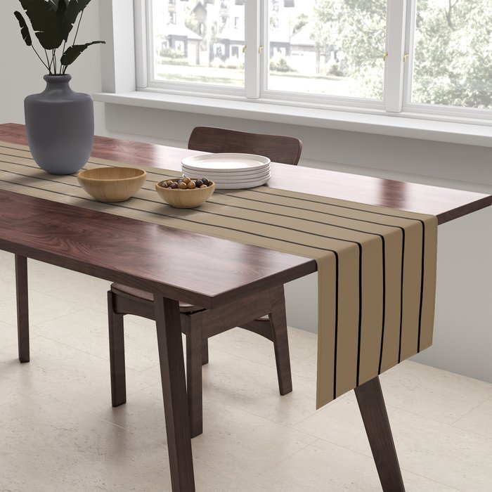 Minimal Arch XLIII Natural Tan Modern Geometric Lines Table Runner Gallery Image 2