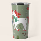 Christmas Winter Unicorn Pattern Travel Mug Gallery Image 1