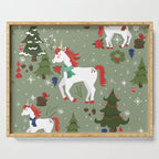 Christmas Winter Unicorn Pattern Serving Tray Gallery Image 1