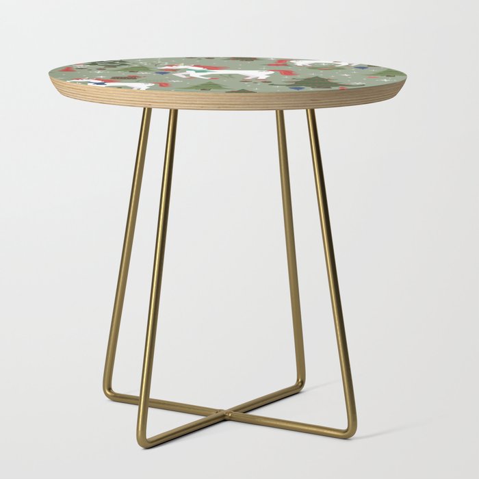 Christmas Winter Unicorn Pattern Side Table Gallery Image 1