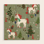 Christmas Winter Unicorn Pattern Wood Wall Art Gallery Image 1