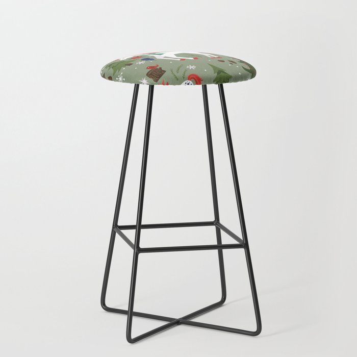 Christmas Winter Unicorn Pattern Stool Gallery Image 1
