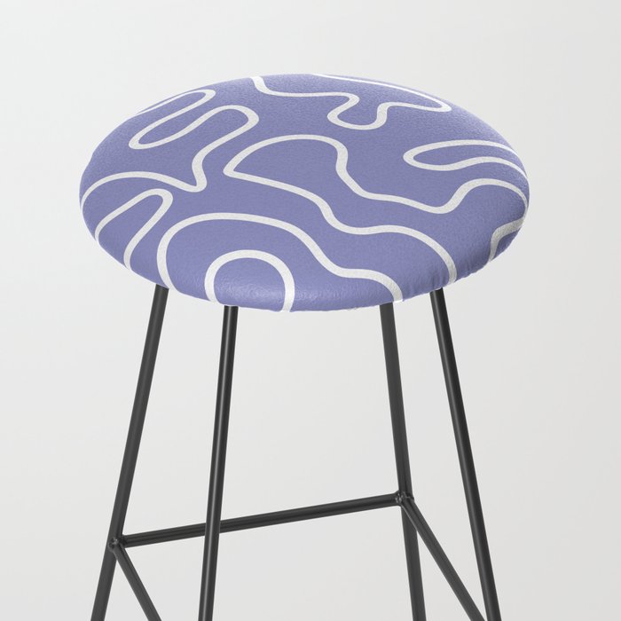 Squiggle Maze Minimalist Abstract Pattern in Light Periwinkle Purple Stool Gallery Image 2
