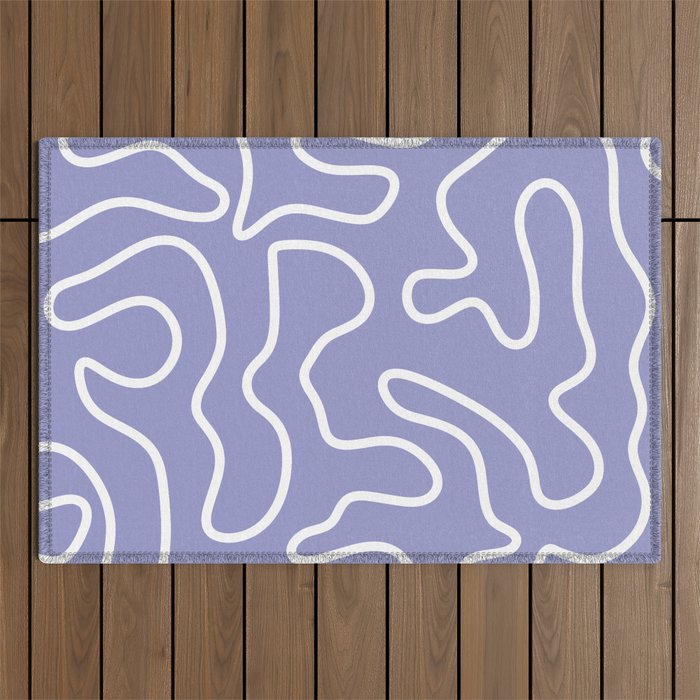 Squiggle Maze Minimalist Abstract Pattern in Light Periwinkle Purple Outdoor Rug Gallery Image 1