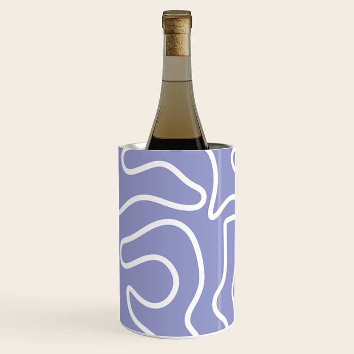Squiggle Maze Minimalist Abstract Pattern in Light Periwinkle Purple Wine Chiller Gallery Image 2