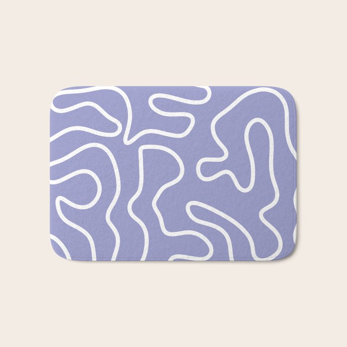 Squiggle Maze Minimalist Abstract Pattern in Light Periwinkle Purple Bath Mat Gallery Image 1
