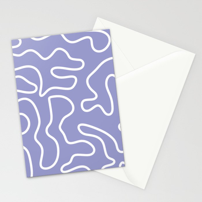 Squiggle Maze Minimalist Abstract Pattern in Light Periwinkle Purple Stationery Card Gallery Image 2