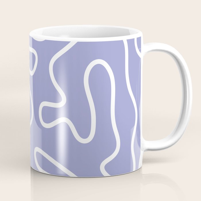 Squiggle Maze Minimalist Abstract Pattern in Light Periwinkle Purple Coffee Mug Gallery Image 1