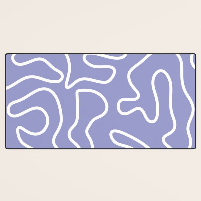 Squiggle Maze Minimalist Abstract Pattern in Light Periwinkle Purple Desk Mat Gallery Image 3