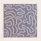 Squiggle Maze Minimalist Abstract Pattern in Light Periwinkle Purple Wood Wall Art Gallery Image 1