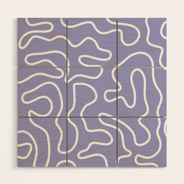 Squiggle Maze Minimalist Abstract Pattern in Light Periwinkle Purple Wood Wall Art Gallery Image 1