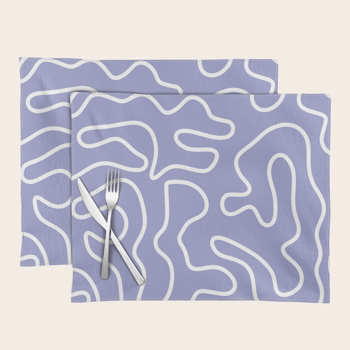Squiggle Maze Minimalist Abstract Pattern in Light Periwinkle Purple Placemat Gallery Image 1
